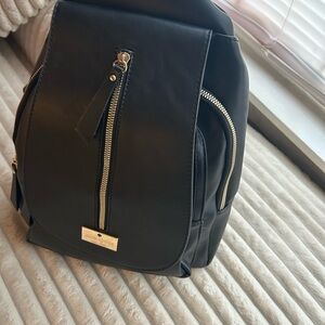 Black Backpack with Gold Accents